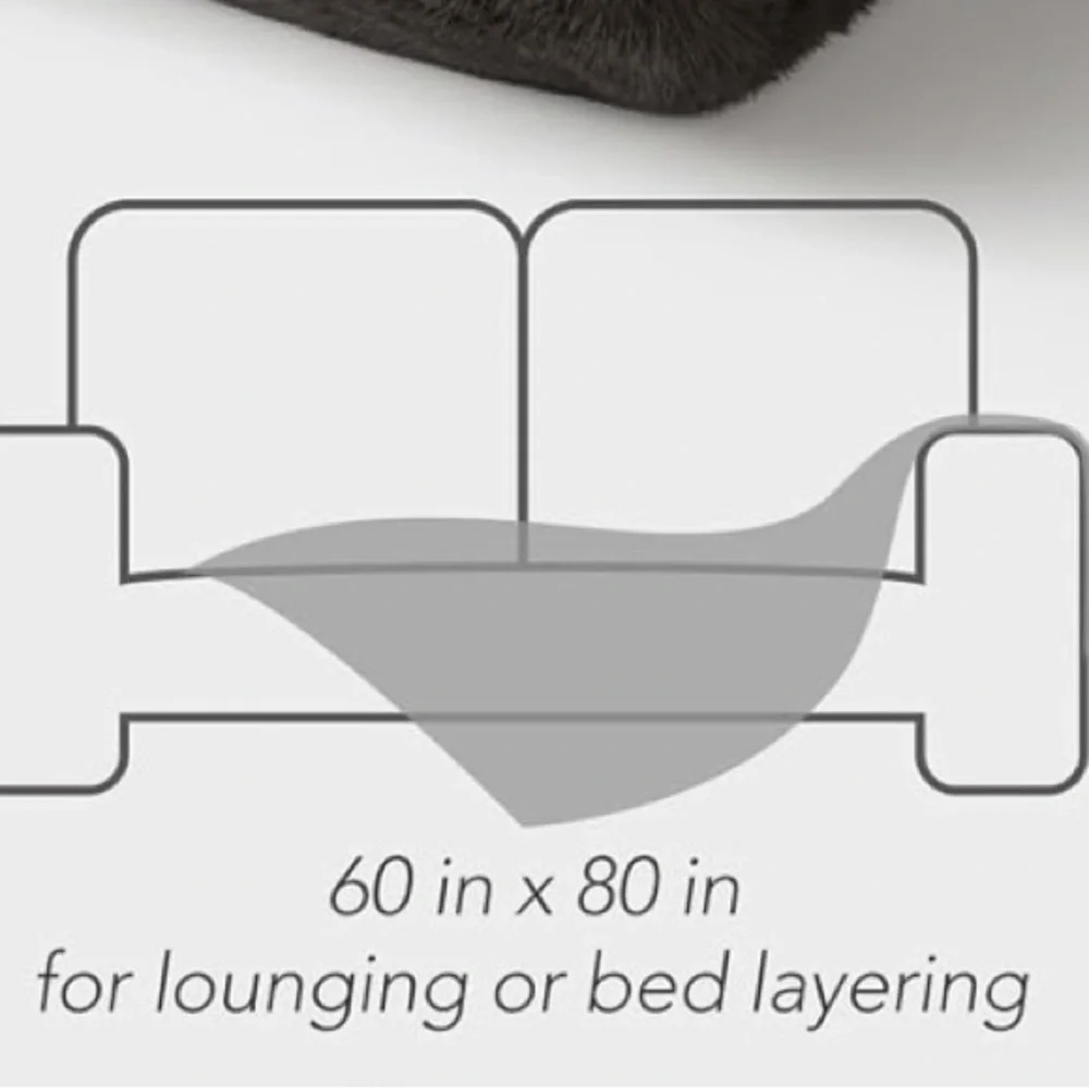 🆕 PB Style Dark Brown Faux Mink Rabbit Fur Throw Velvet Backing XL Quilt Bed